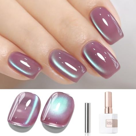 Double Rhythm 15ML Ice Glass Cat Eye Gel Polish with Magnet Holographic Glitter Shimmer Translucent Sheer Color Salon Soak Off Magnetic Nail at Home (Plum Purple-MC1130) Purple Cat Eye Nails, Nail At Home, Luxury Nail Polish, Scissor Hands, Nail Types, Cat Eye Gel Polish, Stunning Nail Designs, Glass Cat, Magnetic Nails