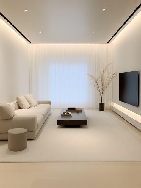 This simple style uses white as the main color,
Create a simple and bright space atmosphere.
White paint on walls and ceilings,
Paired with a dark wood coffee table,
forming a sharp contrast,
Highlights the layering of space.
The combination of beige sofa and white pillows,
Both warm and comfortable,
Adds a soft touch of color to the space. Simple Elegant Interior Design, Simple Salon Interior Design, Simple Ceiling Design Living Rooms, Simple Minimalist Living Room, White And Beige Living Room, Modern Minimalist Apartment, Modern Minimal Living Room, Contrast Highlights, Minimal Living Room