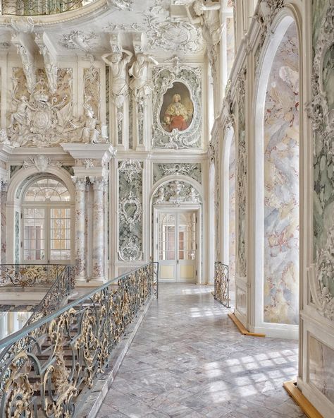 The jaw dropping staircase of Schloss Augustusburg. An explosion of German Rococo. You really have to take a minute to figure out exactly… | Instagram Libra Aesthetic, Bridgerton Theme, Rococo Aesthetic, Rococo Interior, Rococo Fashion, Historical Eras, Castle Aesthetic, Baroque Architecture, European Antiques