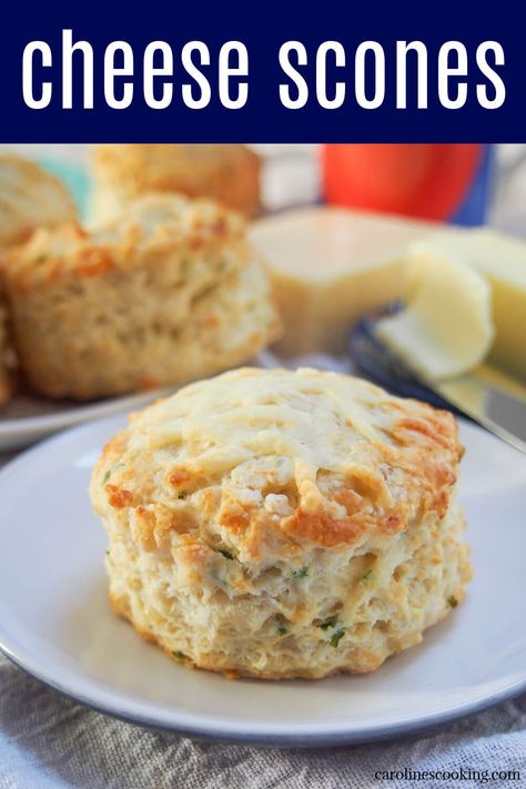 These savory cheese scones are easy to make, packed with cheese flavor yet surprisingly light. They make a delicious snack, side or base for a sandwich. Plus they're perfect to add to an afternoon tea spread. Mary Berry Cheese Scones, Cheese Scones Recipe, Cheese Scone Recipes, British Recipes, Biscuit Bar, Scones Easy, Cheese Scones, Savory Cheese, Scones Recipe