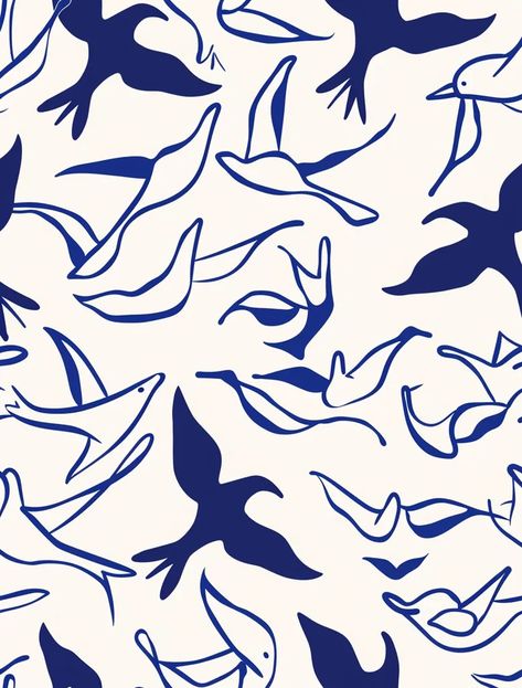 Midjourney AI Image: pattern with flying birds in the style of Henri Matisse, simple line art, with simple strokes and li... → more in ai-img-gen.com Matisse Pattern, Repetitive Patterns, Patterns Illustration, Simple Line Art, Runway Inspiration, Rara Avis, Nature Motifs, Flying Birds, Bird Pattern