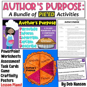 Authors Purpose Pieed, Authors Purpose Pie, Persuade Inform Entertain, Authors Purpose Anchor Chart, Authors Purpose Activities, Ela Anchor Charts, Lesson Plan Format, Math Crafts, Authors Purpose