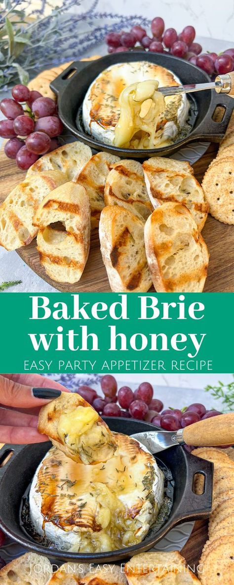 Baked Cheese With Honey, Best Brie Appetizer, Brie Cheese And Honey, Appetizer Recipes With Brie Cheese, Brie Honey Recipes, Oven Brie Recipes, Whipped Brie And Honey, Spring Brie Appetizer, Baked Brie Cheese Recipes Appetizers