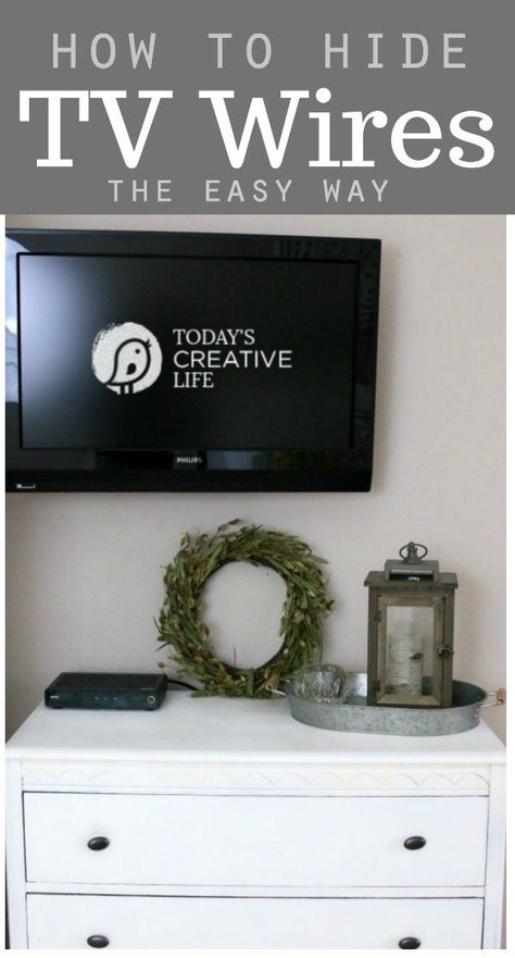 How to hide TV cords | This technique makes it easy to hide all your television cords. See more on TodaysCreativeLife.com Hide Tv Cords, Hide Tv Cables, Cable Hider, Hide Tv, Cord Hider, Tv Cords, Hide Cords, Hidden Tv, Diy Kitchen Decor