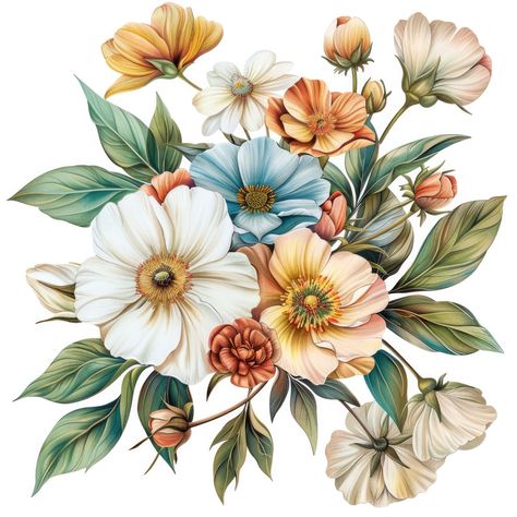 🌿🎨 Add a touch of rustic elegance to your projects with Cottagecore Floral Bouquet Clipart! These enchanting designs are perfect for creating dreamy, nostalgic art. Check out the full collection now! #CottagecoreArt #FloralBouquet #WhimsicalDesigns #CraftingIdeas https://hellobrazen.com/cottagecore-floral-bouquet-clipart/ Floral Illustration Vintage, Bouquet Clipart, Cottage Core Art, Flower Clip Art, Botanical Flower Art, Nostalgic Art, Peacock Art, Clipart Free, Hand Drawn Flowers