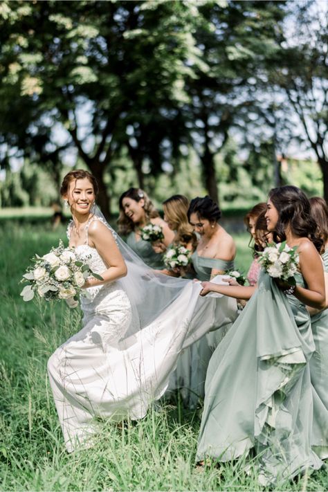 A Fresh and Elegant Wedding with Sage Green Accents | https://brideandbreakfast.ph/2020/02/01/elegant-wedding-in-pastel-green/ Wedding With Sage Green, Sage Green Accents, Wedding Rings Box, Fall Woods, Green Wedding Rings, Sage Green Wedding Colors, Rings Box, Woods Wedding, Burgundy Bridesmaid Dresses Long