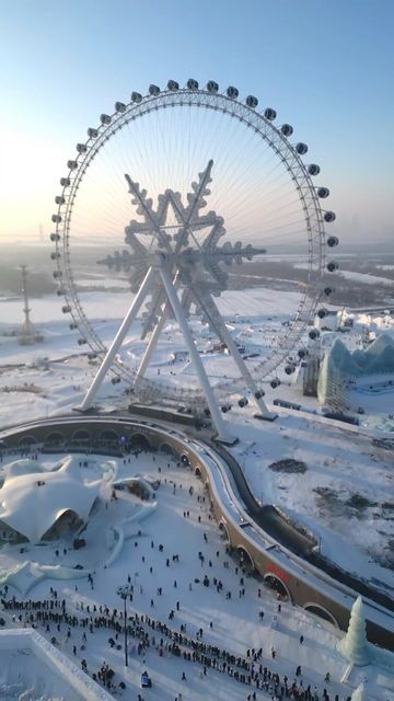 EarthPix 🌎 Travel on Instagram: "@wiwa_b - The Harbin International Ice and Snow Festival is the world’s largest ice and snow festival, held annually in Harbin, Heilongjiang, China. Initially, the festival primarily attracted Chinese participants, but it has since gained international recognition, drawing in 18 million visitors. Running from late December to late February, the festival features two main exhibition areas. One highlight is the Ice and Snow World, which opens in the afternoon and evening. This section showcases life-sized buildings crafted from 2-3 foot thick ice blocks sourced from the Songhua River, all spectacularly illuminated. First introduced in 1999 to celebrate the new millennium, the park varies in theme each year and requires a complete rebuild. In recent years, i Harbin Ice Festival, Ice Festival China, Heilongjiang China, Festivals In China, Snow Park, Ice Festival, Snow Festival, Water Theme Park, Building Crafts