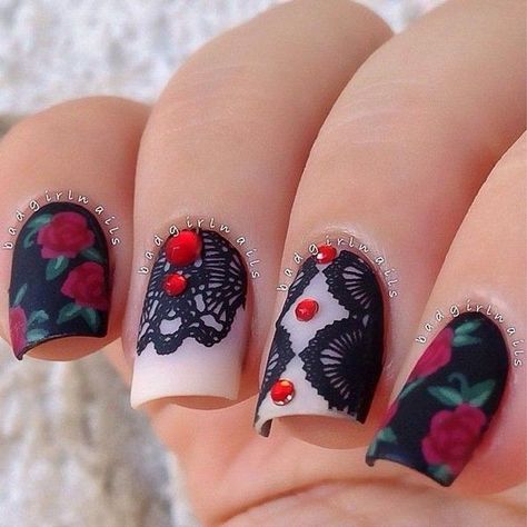 You Won't Believe How Cool It is to Wear Lace on Your Nails ... Lace Nail Art, Lace Nails, Gothic Nails, Nail Art Gel, Stylish Nails Designs, Get Nails, Cute Nail Art, Fabulous Nails, Cute Nail Designs