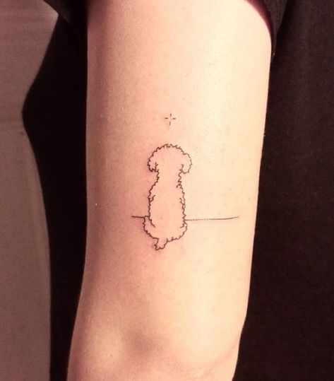 Mini Poodle Tattoo, Cockapoo Tattoos, Fluffy Dog Tattoo, Maltipoo Tattoo, Bichon Frise Tattoo, Cockapoo Tattoo, Golden Doodle Tattoo, Poodle Tattoo Ideas, Goldendoodle Tattoo