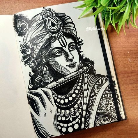 Lord Krishna Acrylic Painting, Krishna Acrylic Painting, Pen Painting, Pen Art Work, Easy Mandala Drawing, Boho Art Drawings, Pencil Sketch Images, Art Painting Tools, Mandala Art Therapy