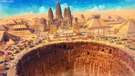 Fantasy Desert City, Places Background, Anime Locations, Rising Aesthetic, Fantasy Cities, Desert Places, Fantasy Concept, Scenery Background, Novel Games