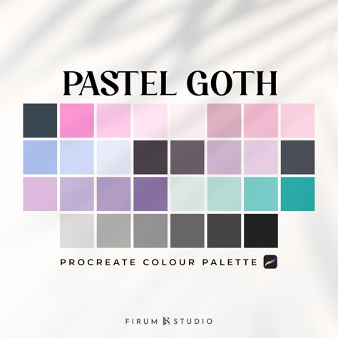 Pastel Halloween Color Palette, Pastel Goth Color Palette, Color Palette Pastel Pink, Goth Palette, Color Palette Pastel, Halloween Procreate, Pastel Goth Palette, Bathroom Color Palette, Gothic Bathroom