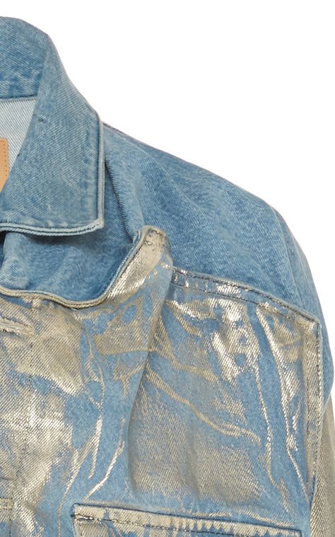 Y Project Fashion, Foil Denim, Metallic Denim, Y Project, Denim Shirt, Moda Operandi, Fashion Collection, Denim Button Up, Button Up Shirts