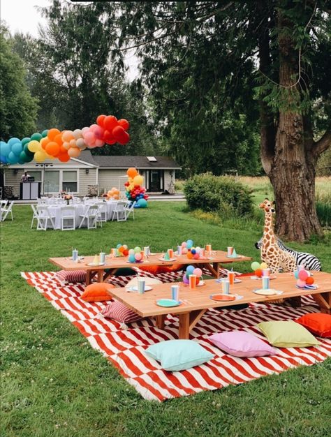 Backyard Second Birthday, Park Toddler Birthday Party, Birthday Party Seating Ideas, 1st Birthday Park Party, Backyard 1st Birthday Party Boy, Toddler Picnic Birthday Party, Outdoor Party Setup Ideas, Toddler Backyard Birthday Party, Backyard Toddler Birthday Party