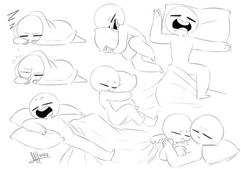 Sleeping Poses, Sleeping Pose, Drawing Bases, Drawing Expressions, 캐릭터 드로잉, Poses References, Chibi Drawings, Arte Inspo, Dessin Adorable