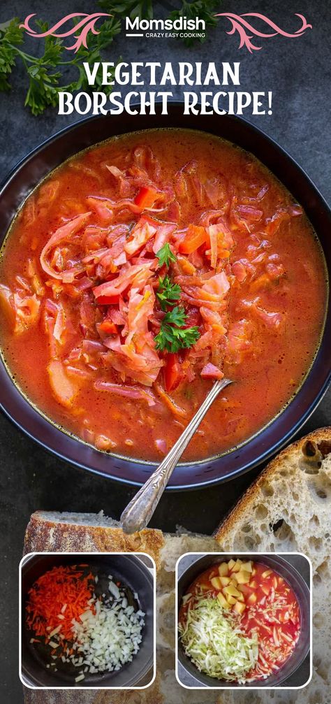 This creamy fall soup is a vegetarian twist on classic borscht, offering pure Slavic comfort. Packed with vibrant beets and a hearty mix of veggies, it’s an easy way to enjoy your five-a-day in one cozy bowl! Borscht Soup Recipe Vegetarian, Borsh Soup Recipes, Beet Borscht Soup, Borscht Soup Recipe, Vegetarian Borscht, Beet Borscht, Asian Steak Bites, Borscht Recipe, Creamy Pasta Bake