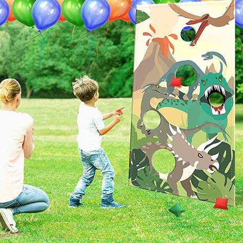 Dino Party Games, Bean Bags For Kids, Dinosaur Birthday Theme, Dinosaur Party Supplies, Dinosaur Birthday Party Decorations, Dinosaur Games, Dinosaur Themed Birthday Party, Bags For Kids, Dino Birthday Party