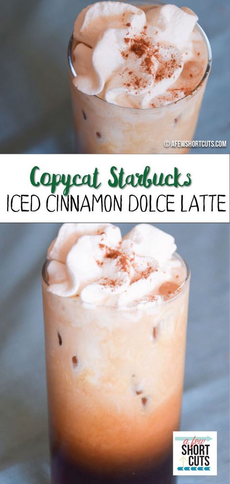 Save your dollars, and make this Copycat Starbucks Iced Cinnamon Dolce Latte Recipe at home with your keurig! Trust me, you won't miss those big prices or long lines. Cinnamon Dulce Starbucks Drink, Cinnabon Iced Coffee Recipe, Barista Tips, Copycat Meals, Cinnamon Dolce Latte Recipe, Keurig Recipes, Copycat Starbucks Drinks, Cinnamon Dolce Syrup, Cinnamon Dolce Latte