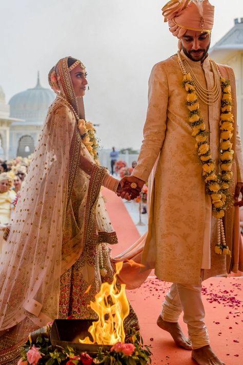 Inside Smiti Mittal and Nilesh Khatwani’s multi-event Jaipur wedding | Vogue India Jaipur Wedding, Bridal March, Wedding March, Wedding Couture, Indian Wedding Inspiration, Temple Wedding, Brides And Grooms, Wedding Inside, Indian Bridal Dress