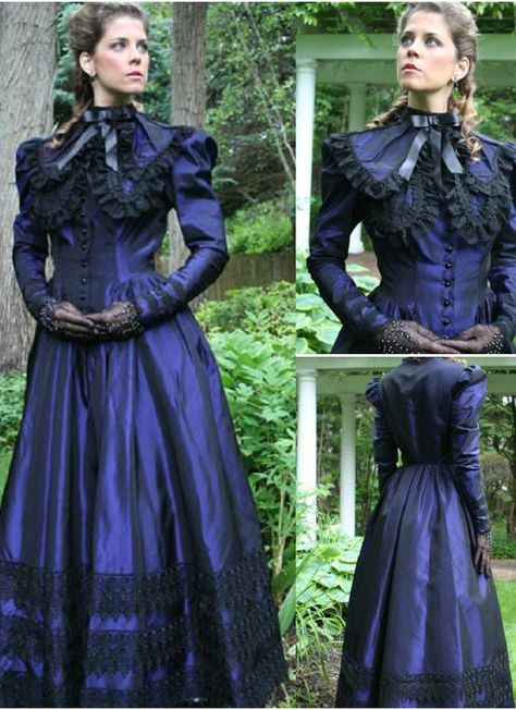 Newest Dark Blue 19th Century Civil War Dress Gothic Casual Victorian Dresses Costumes     Condition: Brand New   Color: amp;nbsp; As Picture   Material: Satin And Lace   Silhouette: Ball Gown   Sleeve Length: Long Sleeve   Dresses Length:Floor-Length   Neckline: O-neck   Decoration: Lace   Style: Vintage   Includes: Dress      amp;nbsp; Victorian Era Evening Gown, Morning Dress Victorian, Blue Victorian Dress Aesthetic, Victorian Casual Dress, Late Victorian Dress, Simple Victorian Dress, Dark Victorian Dress, Victorian Dress Blue, 1800s Dresses Victorian