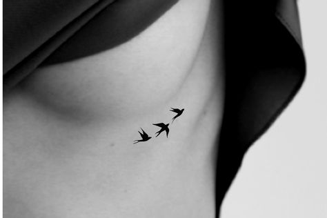 Free Birds Tattoo, Bird Tattoo Side Ribs, Bird Rib Tattoos For Women, Bird Tattoos For Women Ribs, Birds Silhouette Tattoo, Simple Bird Tattoos For Women, Black Bird Tattoos For Women, Free Bird Tattoos For Women, Flying Bird Tattoos For Women