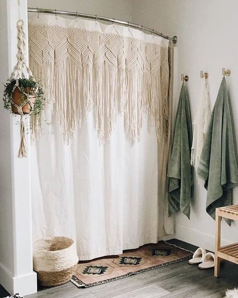 Alternative To A Shower Curtain | momooze.com Boho Bathroom White Cabinets, 70s Boho Decor Bathroom, Floral Boho Living Room, Earthy Bathroom Ideas Natural Modern, Vintage Shower Ideas Bathroom, Bathroom Color Schemes 2023, Women’s Bathroom Ideas, Dark Academia Boho Bedroom, Boho Home Decor Bathroom