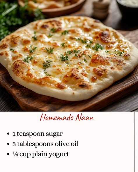 Homemade Naan, Naan Recipe, Plain Yogurt, Instant Yeast, Naan, Yeast, Ingredients Recipes, Warm Water, Yogurt