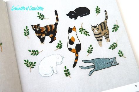 Kitten Embroidery, Cute Embroidery Patterns, Miss Patina, Modern Hand Embroidery Patterns, Cat And Kitten, Cat Embroidery, Sashiko Embroidery, Etsy Ideas, Japanese Embroidery