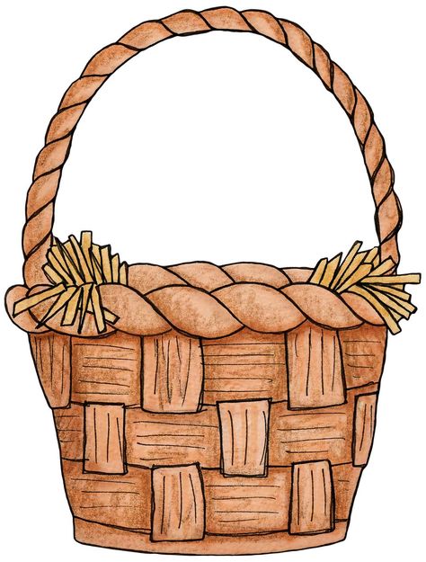 How To Draw A Basket, Easter Basket Drawing, Basket Printable, Basket Clipart, School Art Activities, Basket Drawing, English Activities For Kids, Hand Crafts For Kids, Autumn Crafts