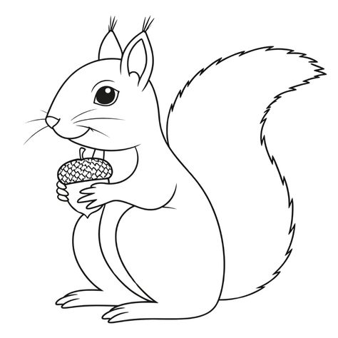 A charming coloring book depicting a squirrel holding acorns, perfect for young artists and nature lovers. Coloring this squirrel is a great way to develop manual skills and creativity in children, as well as to introduce them to the subject of forest animals. Perfect for learning to concentrate and having fun discovering the natural world! Squirrel Craft, Squirrel Coloring Page, Squirrel Tattoo, Squirrel Pictures, All About Me Preschool, Work Fun, Animals Coloring, A Squirrel, Easy Crafts For Kids