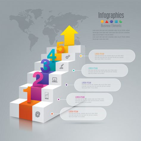 Infographics with steps and options Web Design Business, Infographics Design, Marketing Icon, Portfolio Template Design, Powerpoint Design Templates, Magazine Layout Design, Business Concept, Christmas Tree Painting, Instructional Design