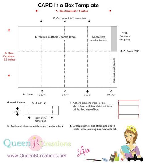 Stampin' Up! card-in-a-box explosion card template measurements Video on blog post: Box Cards Tutorial Templates, Card In A Box Template, Card In A Box Tutorial, Card Box Template, Box Card Template, Explosion Cards, Explosion Card, Box Cards Tutorial, Exploding Box Card
