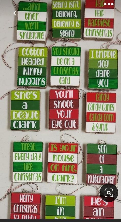 Christmas Diy With Jenga Blocks, Jenga Block Teacher Gifts, Jenga Tile Christmas Ornaments, Christmas Ornaments Made From Jenga Blocks, Christmas Jenga Blocks, Jenga Block Fall Decor, Dollar Store Tumbling Block Crafts, Block Ornaments Wooden, Tumbling Block Ornaments