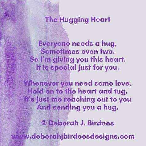 The "Hugging Heart" is about the importance of a hug and affection. As the poem says "Everyone needs a hug"!  This poem by Deborah J Birdoes is teamed up with a high polish sterling silver heart with a swirl inside representing the "hug". Both the poem and the pendant come together in a wonderful gift giving package. It is a perfect gift for anyone that you love! #Hugging Heart Hug Blanket Poem, Power Of A Hug Quotes, I Need One Of Those Hugs That Turns Into, Sometimes A Hug Is All You Need Quotes, I Don’t Know If I Need A Hug, Sending You A Hug, Need A Hug, Sterling Silver Heart, Just Me