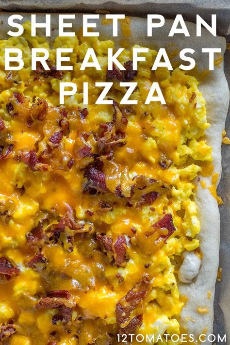 All In One Pan Breakfast, Pan Breakfast Recipes, Breakfast Pizza Recipes, Easy One Pan Breakfast, Sheet Pan Breakfast Casserole, Sheet Pan Breakfast Sausage, Pizza Breakfast, One Pan Breakfast, Breakfast Pizza With Pizza Dough