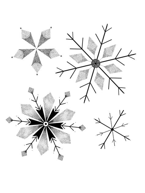 Snowflake Tattoo Stencil, Snowflake Tattoo Back Of Neck, Christmas Tattoo Drawings, Snow Flakes Tattoo Design, Snowflake Pencil Drawing, Geometric Snowflake Tattoo, Snow Flakes Drawing Easy, Snow Tattoo Snowflakes, Snowing Drawing