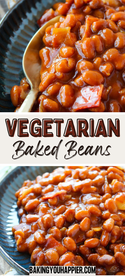 Vegetarian Baked Beans, easily knock canned beans up a notch with a few simple ingredients to make the best summer side dish!