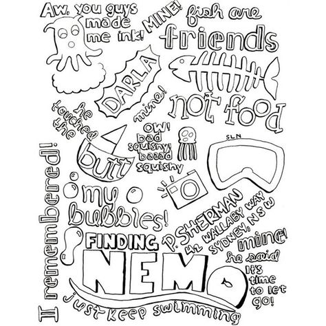 Finding Nemo Bath Mitt ❤ liked on Polyvore featuring disney, backgrounds, phrase, quotes, saying and text Finding Nemo Quotes, Nemo Quotes, Inspirational Quotes Coloring, Nemo Dory, Coloring Pages Inspirational, Quote Coloring Pages, Being Used Quotes, Grammar School, Drawing Quotes