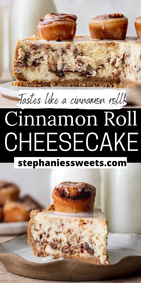 Sweet Cheesecake Recipes, Cheesecake Recipes Flavors, Cheesecake With Frosting, Cheesecake Birthday Cakes, 1st Recipes.com, Easy Cheesecakes To Make, Cinnamon Rolls Cheesecake, Cheesecake Crust Ideas, Honeybun Cheesecake Recipe