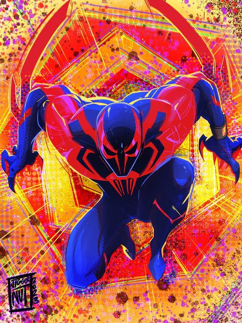 Marvel Man, Scenecore Art, Superhero Comics Art, Spiderman 2099, Spider Man 2099, Dragon Ball Z Iphone Wallpaper, Spider Man Across The Spider Verse, Spiderman Art Sketch, Concept Art Tutorial