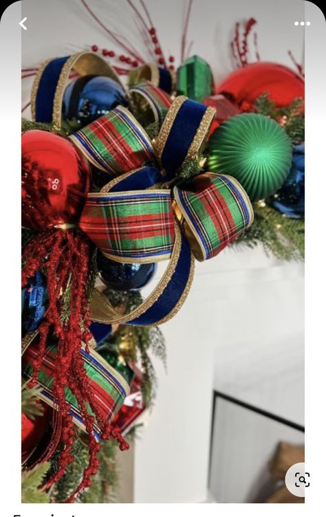 Blue And Red Plaid Christmas Tree, Red Green Blue Christmas Decor, Royal Stewart Tartan Christmas, Red Blue And Green Christmas Tree, Red Green Blue Christmas Tree, Blue Red And Green Christmas, Red Blue Green Christmas, Red And Blue Christmas Tree, Tartan Christmas Decorations