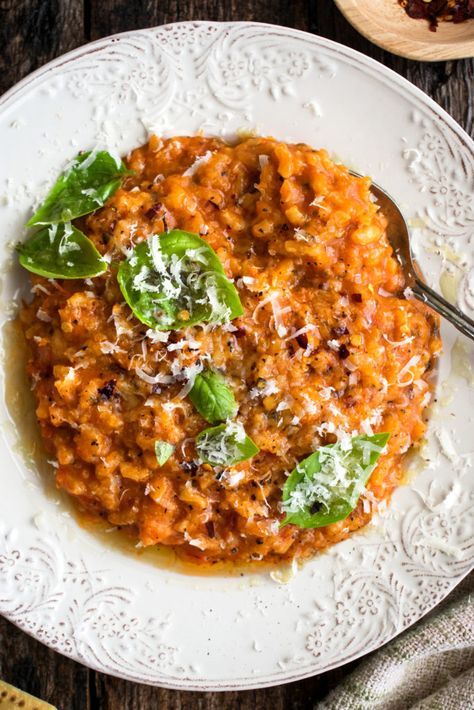 Basil Risotto, Pumpkin Risotto Recipes, The Original Dish, Beef Pasta Recipes, Tomato Risotto, Cooking Onions, Pumpkin Risotto, Wine Butter, Risotto Recipes