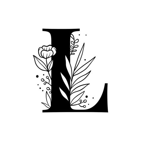 Letter L script psd floral alphabet | free image by rawpixel.com / Tvzsu Botanical Capital Letter, Typography Psd, Alphabet Typography, L Letter, L Tattoo, Idee Cricut, Free Illustration Images, Floral Alphabet, Lettering Alphabet Fonts