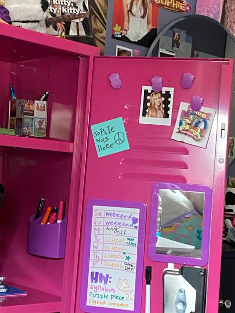 Creative School Space Decor, Locker Tour, Locker Ideas Aesthetic, Highschool Locker, Highschool Supplies, Highschool Design, Pink Locker, School Locker Decorations, Locker Ideas