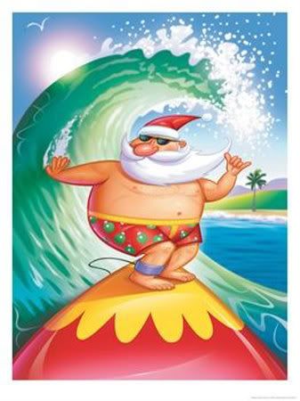 Isla Margarita, Santa Paintings, Surfing Santa, Christmas In Australia, Aussie Christmas, Florida Christmas, Hawaiian Christmas, Beachy Christmas, Summer Christmas