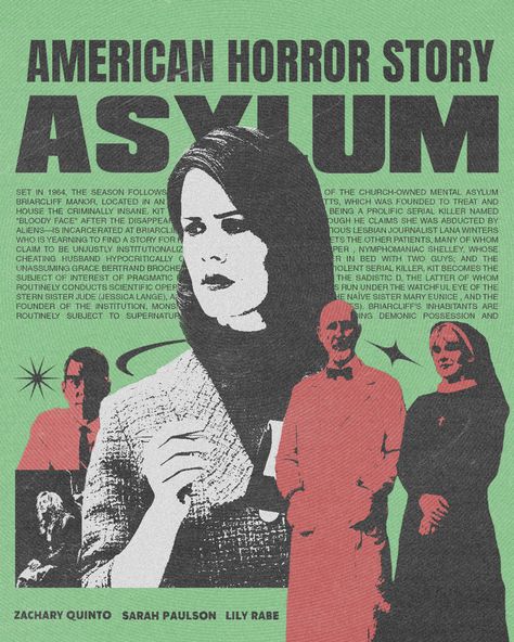 American horror story posyer by stssyz.art American Horror Story Asylum Poster, American Horror Story Drawing, American Horror Story Aesthetic, Ahs Poster, American Horror Story Wallpaper, American Horror Story Poster, Lana Poster, American Horror Story Art, American Horror Story Asylum