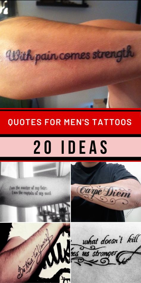 Small Chest Tattoo Men Ideas Guys, Betrayal Tattoo For Men, Cool Guy Tattoos Ideas For Men, Inspirational Quote Tattoos For Guys, Wording Tattoo For Men, Arm Tattoo Men Quotes, Quote Forearm Tattoo For Men, Men’s Tattoo Quotes, Quotes For Men Tattoos