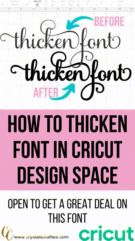 How to Thicken Font in Cricut Design Space Free Fonts For Cricut Design Space, Best Fonts On Cricut Design Space, How To Make Fonts Thicker On Cricut, Cricut Design Space Font Pairing, Decal For Cricut Machine, Letters With Cricut, Cricut Videos For Beginners, Cute Cricut Fonts, Best Font For Cricut Vinyl