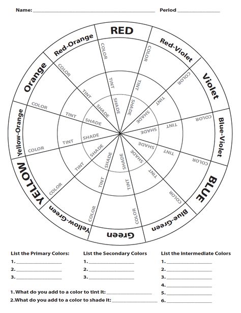 Color Wheel Worksheet Color Wheel High School Project, Enlargement And Reduction Drawing, Color Wheel Worksheet Printables, Colour Wheel Sketchbook Page, Color Wheel Art Projects Elementary, Cosmetology Worksheets, Colour Wheel Template, Color Wheel Template, Color Theory Art Lessons