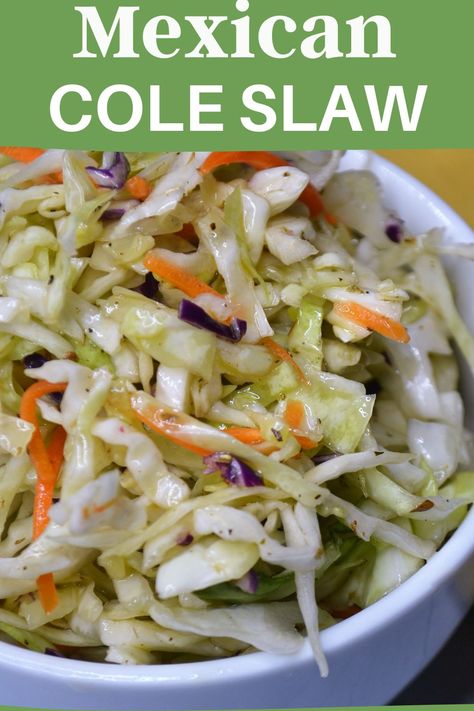 Vinegar Slaw For Tacos, Mexican Style Coleslaw Recipe, Mexican Cabbage Salad Recipes, Cuban Coleslaw Recipe, Southwestern Coleslaw Recipe, Mexican Slaw Recipe, Mexican Cabbage Slaw, Mexican Cole Slaw, Mexican Coleslaw Recipe